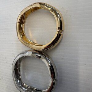 Warped Waverly Gold & Silver Hinged Bracelets